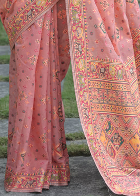 Pink Cotton Saree With Blouse Piece