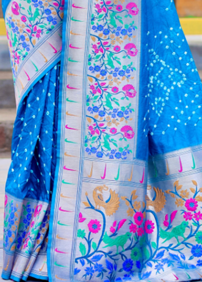 Blue Pure Dupion Silk Saree With Blouse Piece