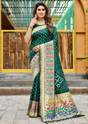 Green Pure Dupion Silk Saree With Blouse Piece