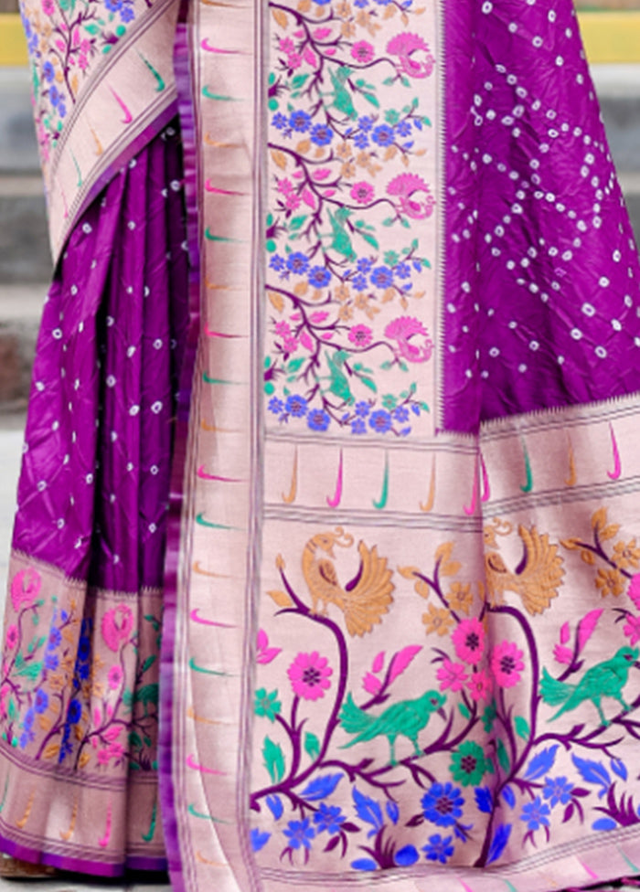 Purple Pure Dupion Silk Saree With Blouse Piece