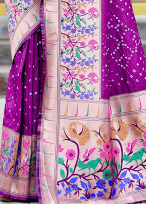 Purple Pure Dupion Silk Saree With Blouse Piece