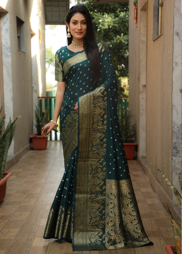 Green Pure Dupion Silk Saree With Blouse Piece