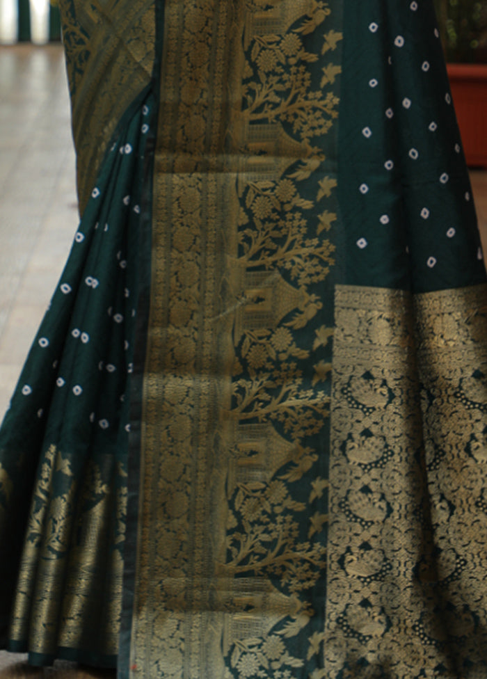 Green Pure Dupion Silk Saree With Blouse Piece