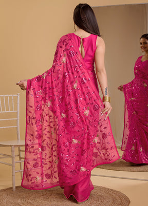 Rani Organza Saree With Blouse Piece