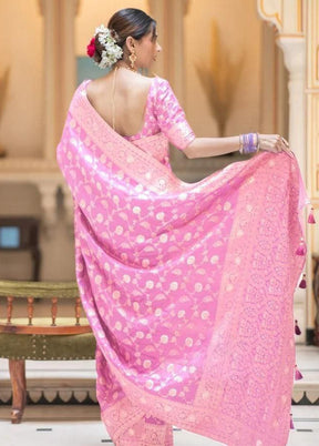 Light Pink Banarasi Silk Saree With Blouse Piece