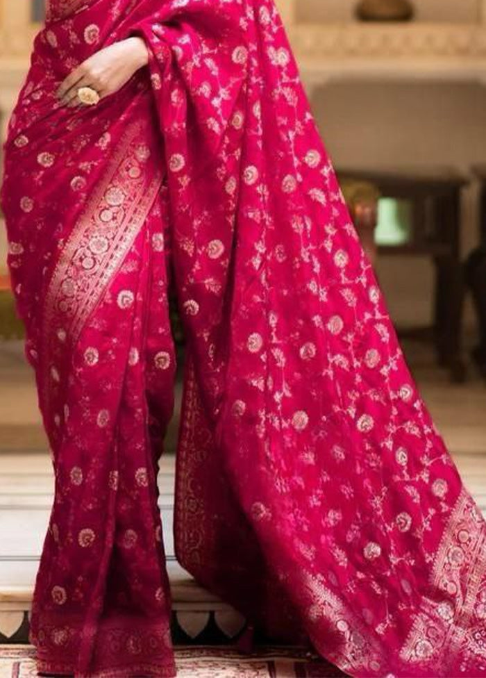 Rani Banarasi Silk Saree With Blouse Piece