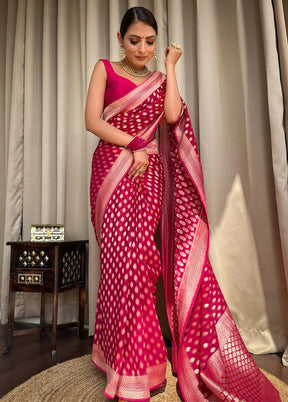 Rani Banarasi Silk Saree With Blouse Piece