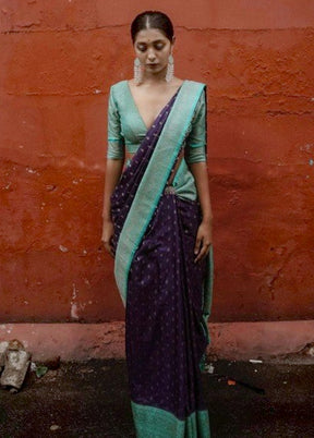 Purple Banarasi Silk Saree With Blouse Piece