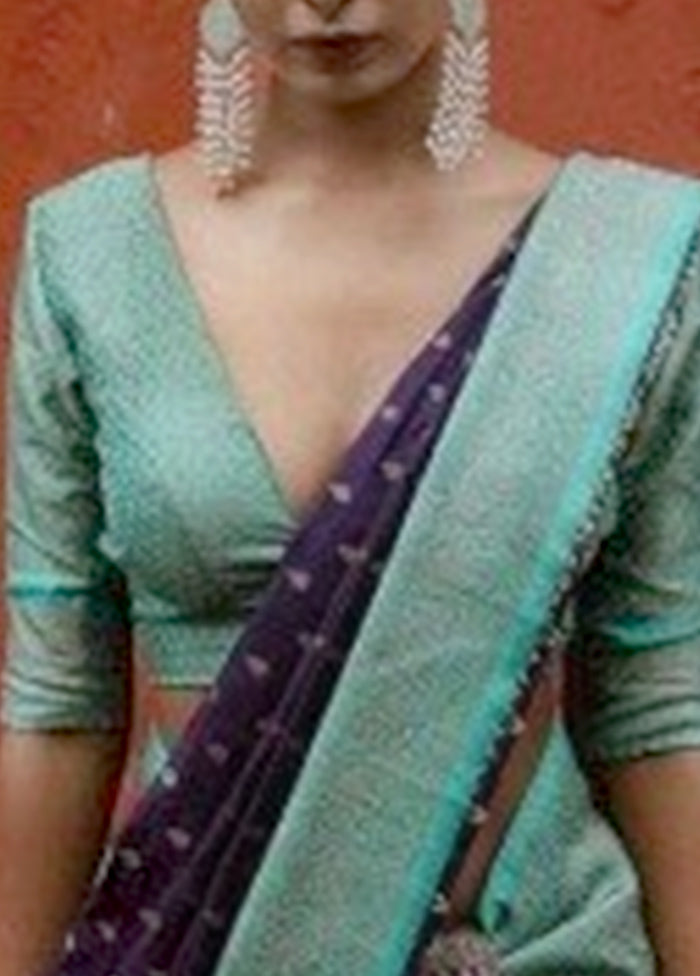 Purple Banarasi Silk Saree With Blouse Piece