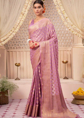 Pink Banarasi Silk Saree With Blouse Piece