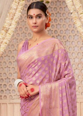 Pink Banarasi Silk Saree With Blouse Piece