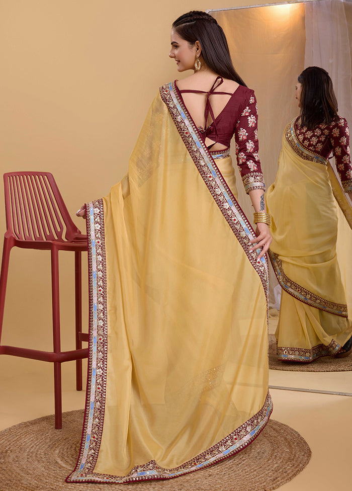 Yellow Organza Saree With Blouse Piece