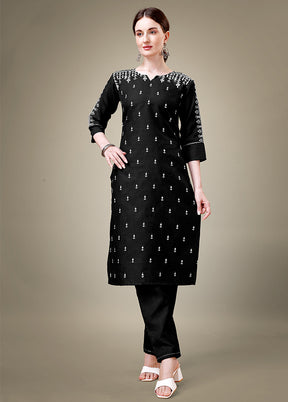 2 Pc Black Readymade Cotton Kurti Set