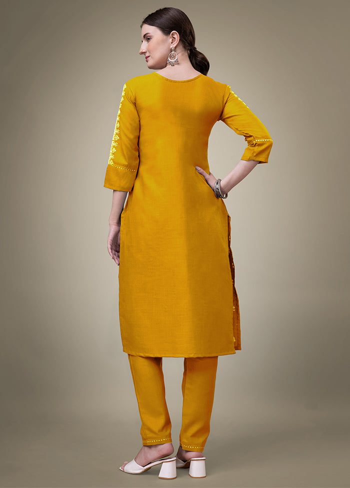 2 Pc Yellow Readymade Cotton Kurti Set