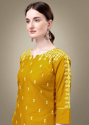 2 Pc Yellow Readymade Cotton Kurti Set