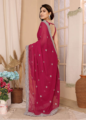 Rani Chiffon Silk Saree With Blouse Piece