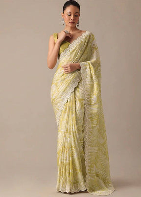 Yellow Georgette Saree With Blouse Piece