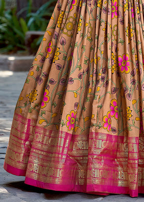 3 Pc Mustard Silk Semi Stitched Lehenga Set