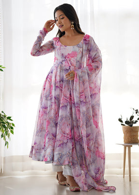 3 Pc Multicolor Pure Readymade Net Suit Set - Indian Silk House Agencies