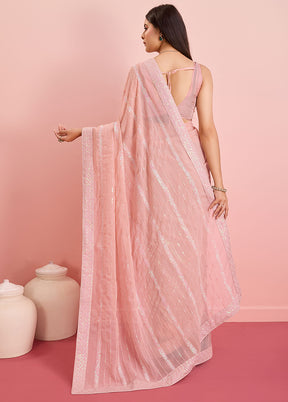 Peach Georgette Saree With Blouse Piece