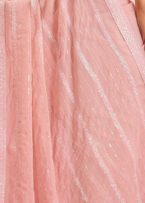 Peach Georgette Saree With Blouse Piece