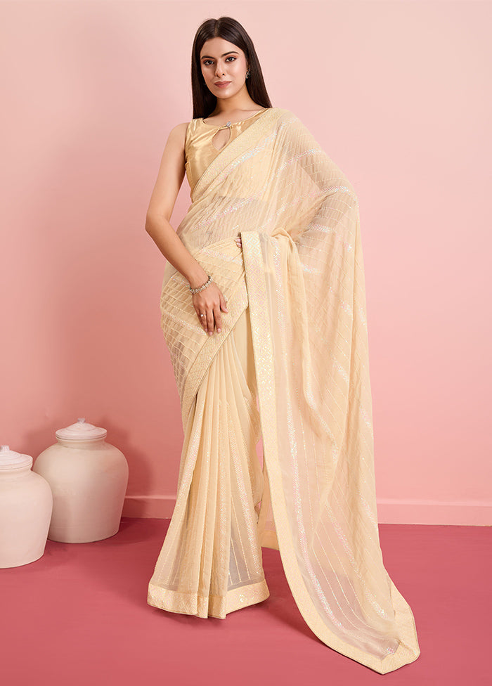 Chiku Georgette Saree With Blouse Piece