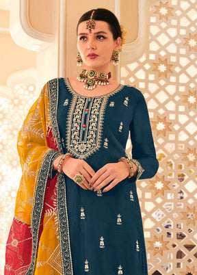 3 Pc Rama Semi Stitched Silk Suit Set