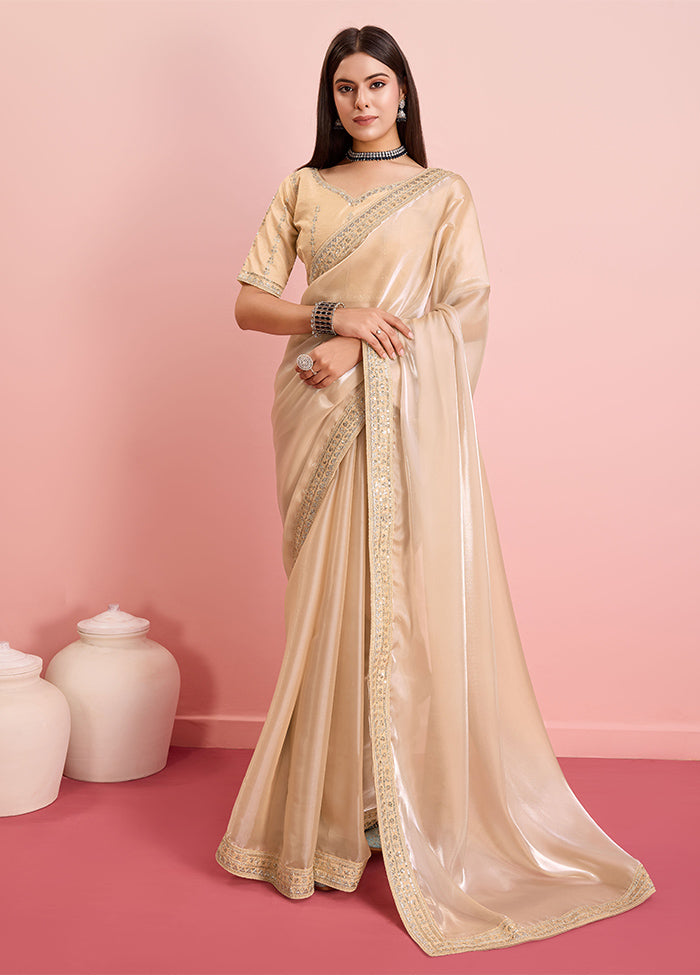 Chiku Silk Saree With Blouse Piece