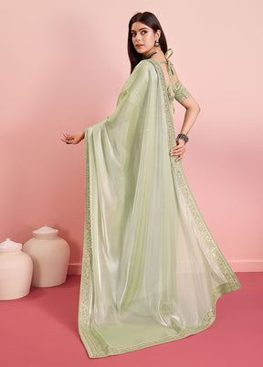 Lime Green Jimmy Choo Saree With Blouse Piece