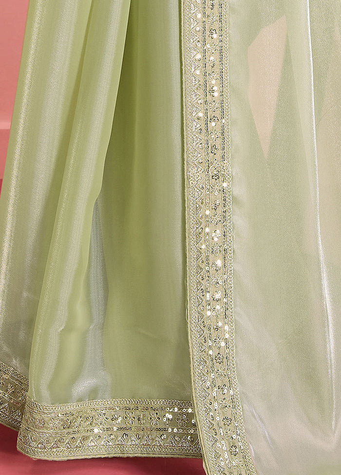 Lime Green Jimmy Choo Saree With Blouse Piece