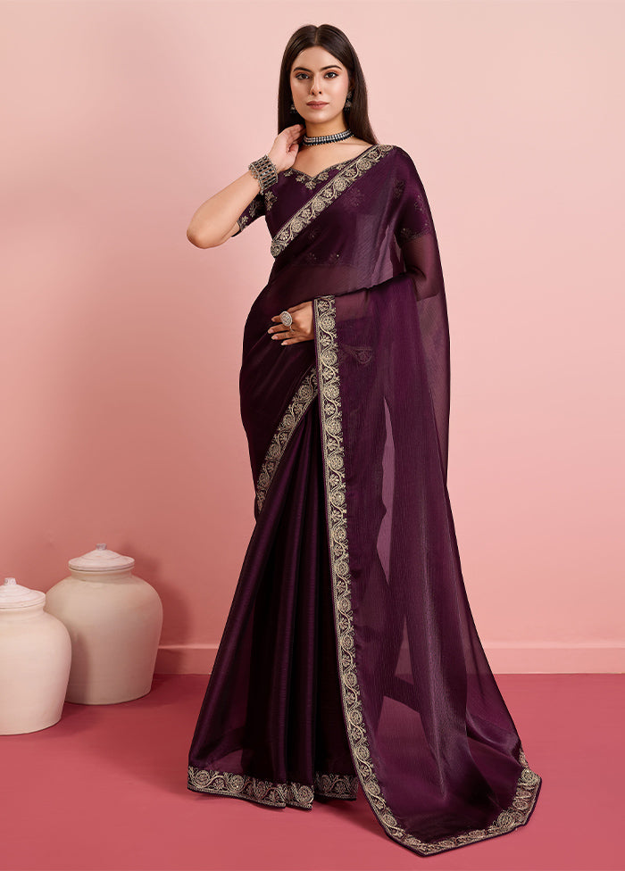 Brown Dupion Silk Saree With Blouse Piece