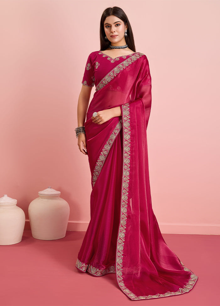 Red Dupion Silk Saree With Blouse Piece