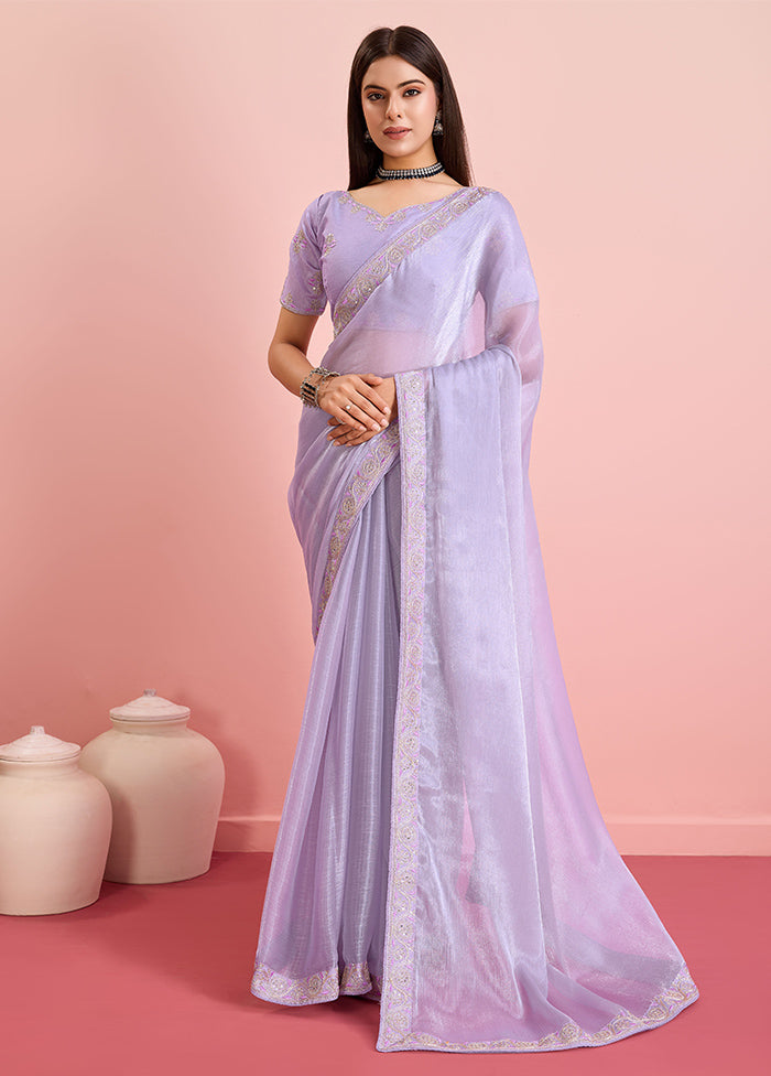 Purple Dupion Silk Saree With Blouse Piece