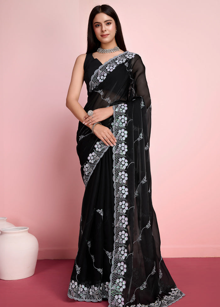 Black Organza Saree With Blouse Piece