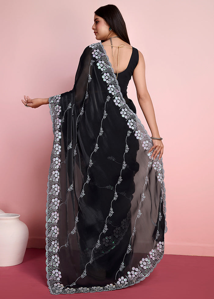 Black Organza Saree With Blouse Piece