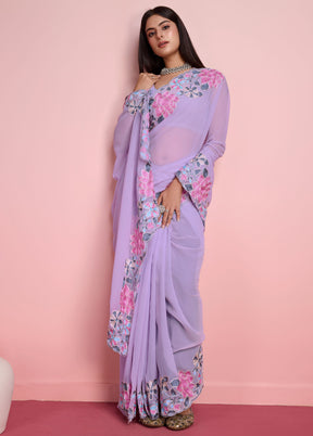 Lavender Georgette Saree With Blouse Piece