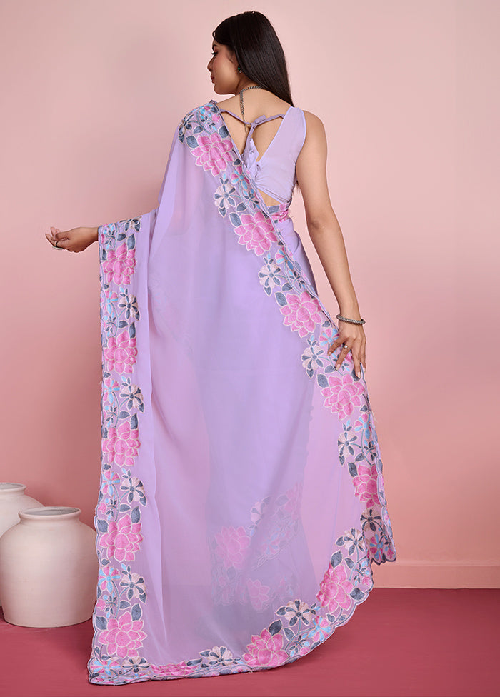 Lavender Georgette Saree With Blouse Piece