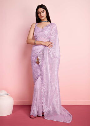 Lavender Net Saree With Blouse Piece