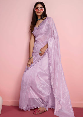 Lavender Net Net Saree With Blouse Piece