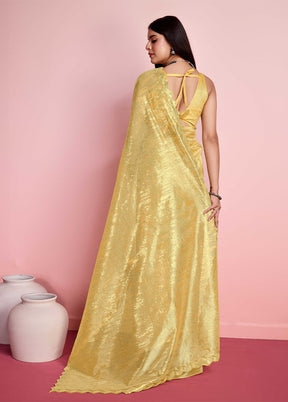 Yellow Net Saree With Blouse Piece