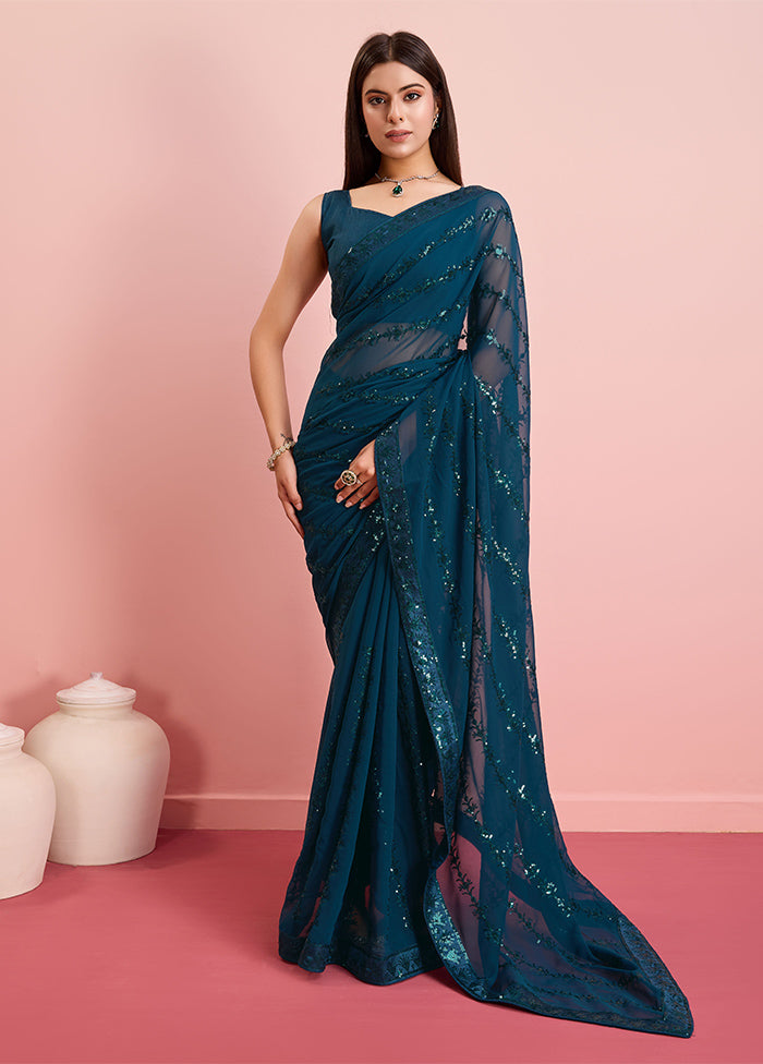 Rama Georgette Saree With Blouse Piece