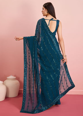 Rama Georgette Saree With Blouse Piece