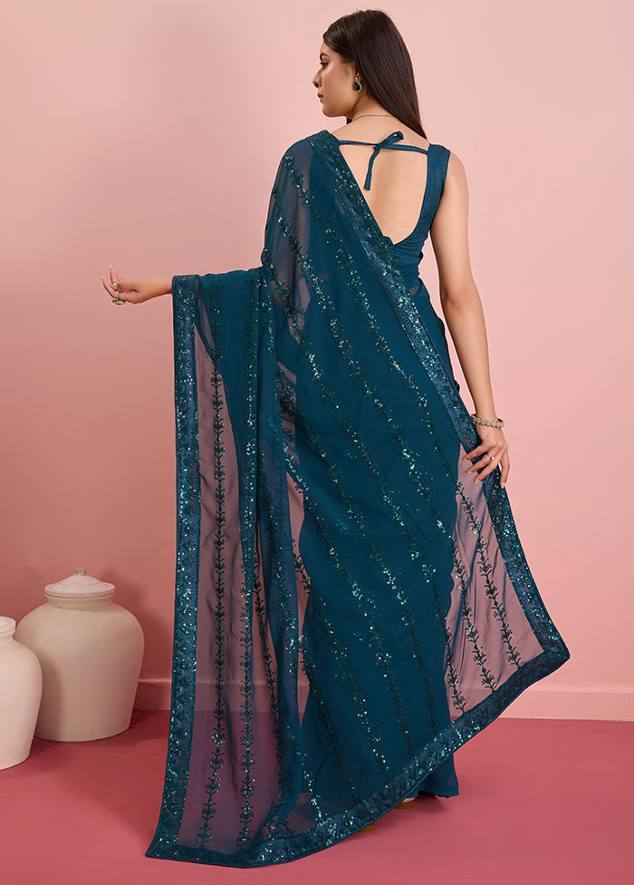 Rama Georgette Saree With Blouse Piece