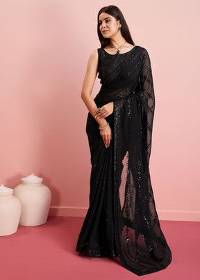 Black Georgette Saree With Blouse Piece