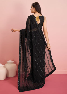 Black Georgette Saree With Blouse Piece