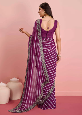 Purple Georgette Saree With Blouse Piece