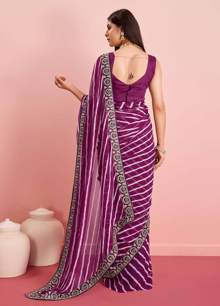 Wine Georgette Saree With Blouse Piece