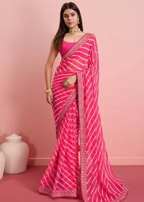 Pink Georgette Saree With Blouse Piece