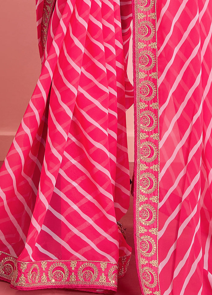 Pink Georgette Saree With Blouse Piece