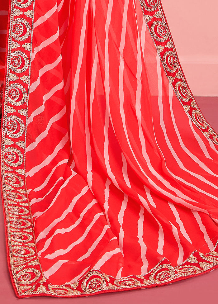 Rust Georgette Saree With Blouse Piece